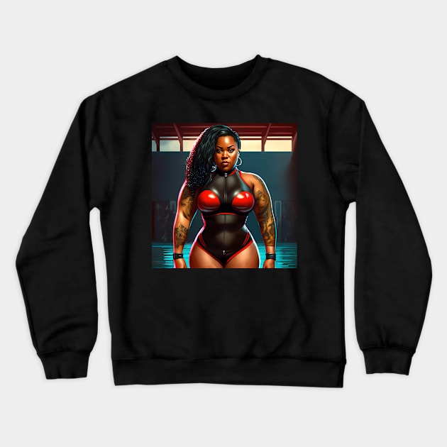 Summer Vibes, Curvy Summer, Curvy and Beautiful Superwoman lifter. Bodybuilder. Female are strong. Sticker Crewneck Sweatshirt by MeatLuvers